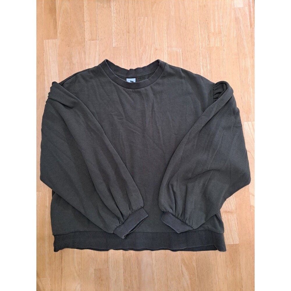 Paper Crane Sweatshirt Balloon Sleeves Olive Green Women's Size Large